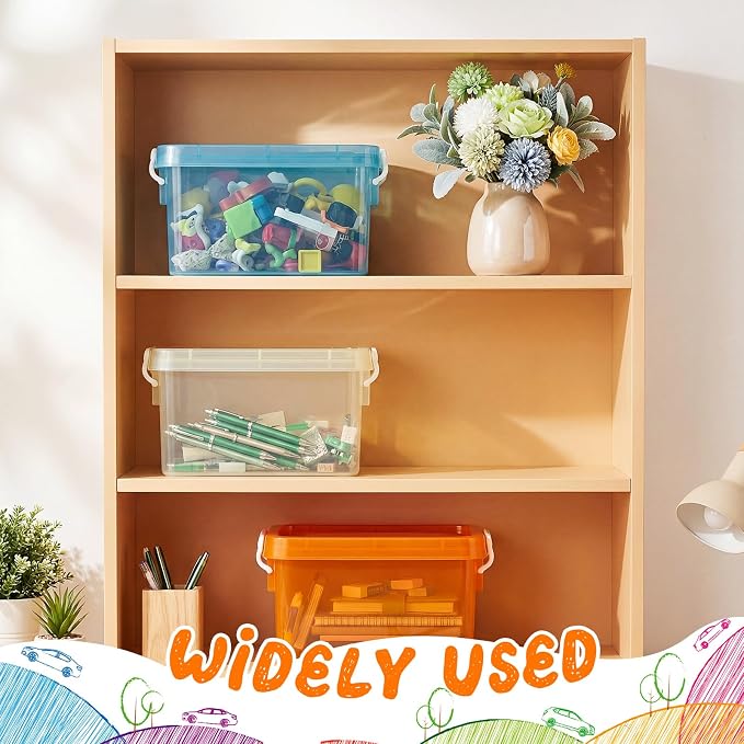 12 Pack Colorful Plastic Storage Bins with Lids 4 Quart Small Storage Latch Box Stackable and Nestable Clear Organizer Bins with Latching Handle and Buckle for Organizing (Pastel) - Image 5