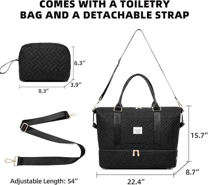 Duffle Bag for Travel, Weekender Bag with Shoe Compartment, Carry On Overnight Bag for Women with Toiletry Bag, Gym Bag with Wet Pocket, Hospital Bags for Labor and Delivery Beige - Image 2