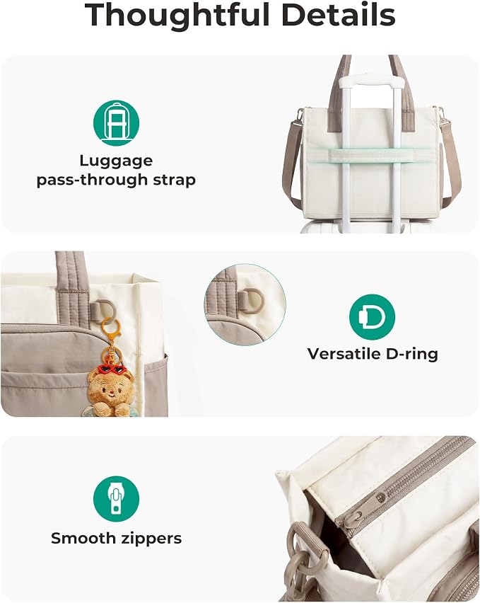 BAGSMART Tote Bag for Women, Puffy Laptop Work College Shoulder Handbag | 30oz or 40oz Tumbler Holder with Crossbody Strap, 13 inch or 15.6 inch Laptop Sleeve, Water Resistant Puffer Teacher Tote Bag - Image 7