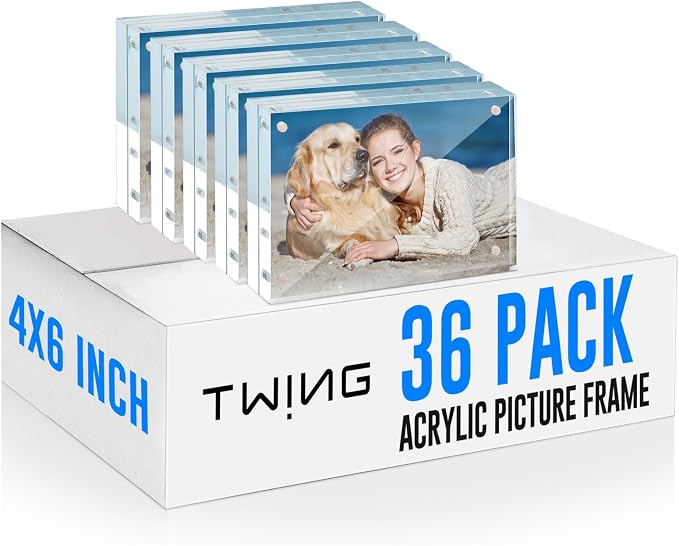 4x6 Acrylic Frame 36 Pack,20MM Thicker Frameless Clear Picture Frames | Freestanding Double Sided Magnetic Picture Frame,Acrylic Picture Frames for Desktop Display with Microfiber Cloth,Gift Ideal by TwingRepublic