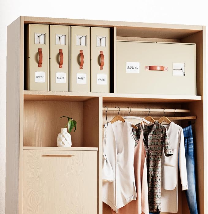 EE-RoomWorld 4 Pack Bed Sheet Storage Organizers，Premium Fabric Closet Organizer with Clear View Window, Space-Saving Foldable Design for Queen/King Size Bedsheets, Blankets & Duvet Covers - Image 2