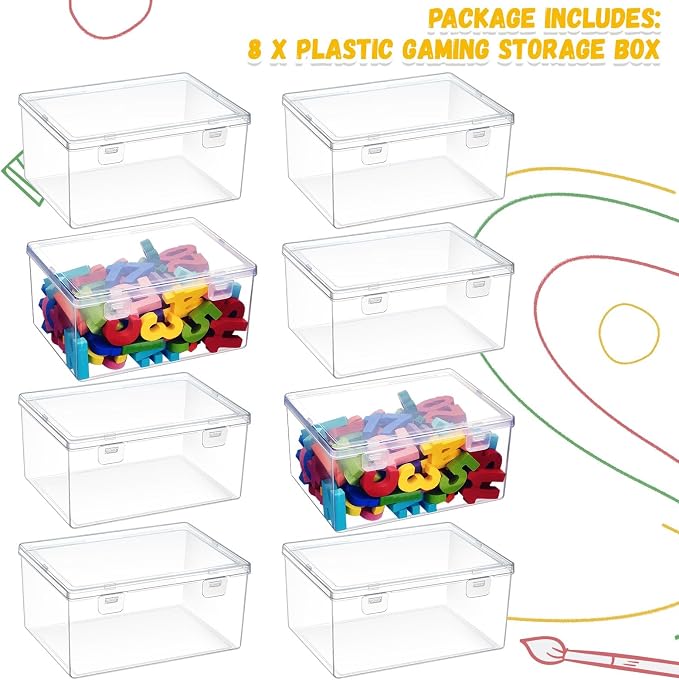 SiliFine 8 Pcs Clear Plastic Storage Bins with Lids Stackable for Toys | 7.1 x 5.2 x 3.4 Inch, Stackable, Organizer Containers, for Playroom Shelves, Holds Puzzles, Small Building Blocks, Crafts - Image 3