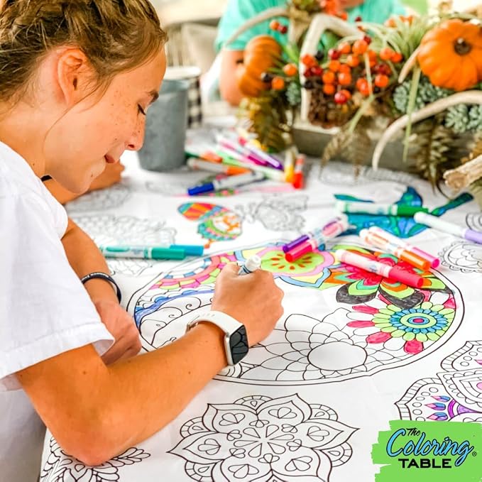 Mandala Design – Rectangle Tablecloth 60”X84” - Interactive Coloring Tablecloth for Kids – Poly/Cotton Fabric - Washable and Reusable – DIY Activity for Children & Adults - Image 6