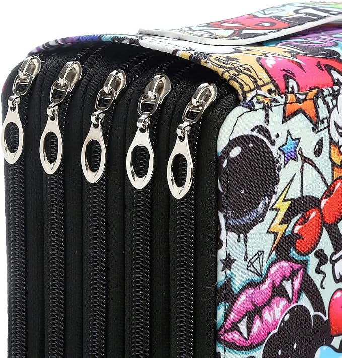 250 Slots Colored Pencil Case Organizer, 5 Layer Bag | Twill Oxford fabric, 255 elastic loops, detachable handle, for travel, home storage, drawing tools, creative gifts - Image 5