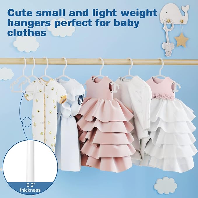 GoodtoU Baby Hangers 60Pack White Baby Clothes Hangers Bulk Kids Plastic Hangers Toddler/Infant Hangers for Closet - Image 5