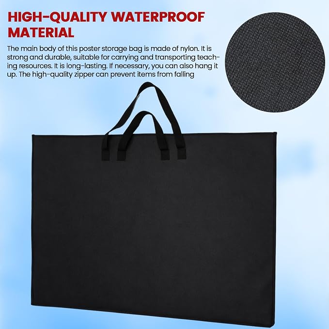 Abbylike 24 x 36 Inch Art Portfolio Bag Large Waterproof Nylon Carry Case Shoulder Strap Poster Board Painting Drawing Sketch Storage Artist Portfolio for Students Artwork Gift Supplies(Black) - Image 6