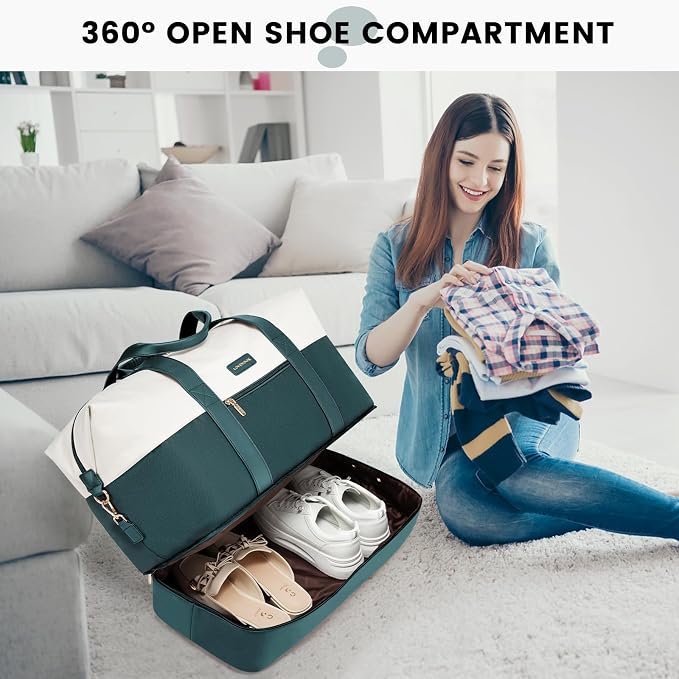 LOVEVOOK Weekender Bag for Women, Large Duffle Bag for Travel with 2 Packing Cubes, Carry on Overnight Bag with Shoe Compartment, Mom Hospital Bags for Labor and Delivery - Image 4
