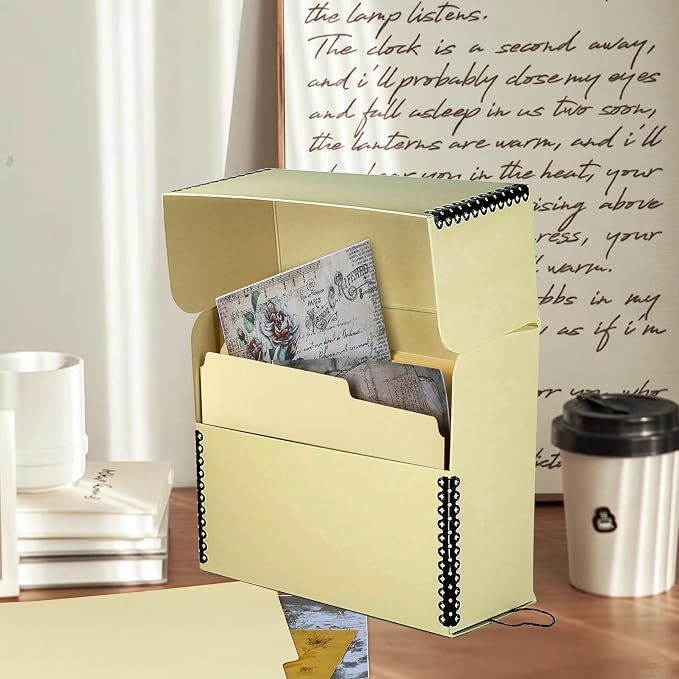 Lineco Archival Document Storage Box, Tan, 12.5" x 10.5" x 5" | Letter-Sized, Metal Edge, Acid-Free Boxboard Case, Organize Files, Prints, Photos, Pack of 2 - Image 7