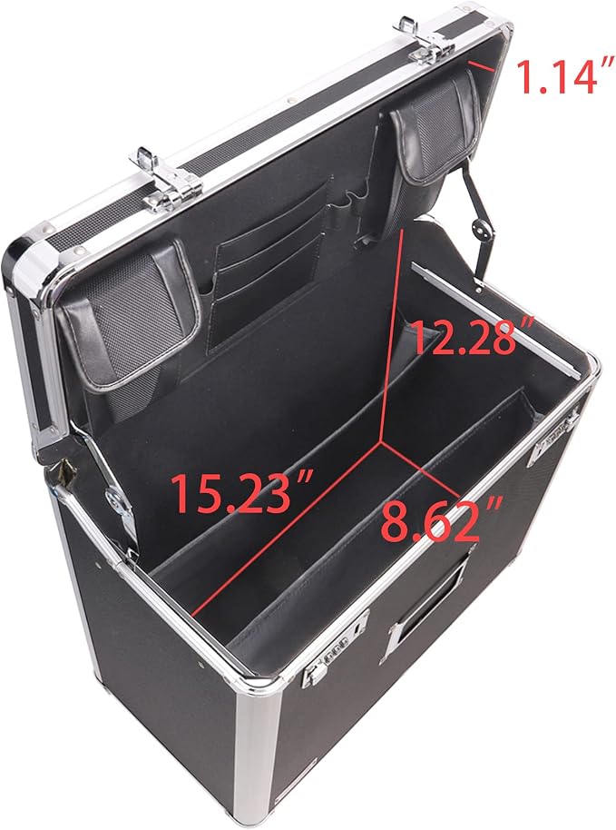 Vaultz Locking Mobile Business Case, Legal Size, Black, 14.5 x 13.5 In | Key lock securely closes case for documents on the go, legal-size interior fits letter and legal paperwork, durable case - Image 3