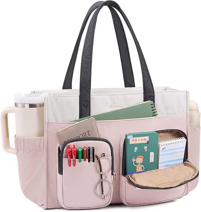 LOVEVOOK Teacher Tote Bag for Women,Multi-pocket Laptop Bag with Large Cup Holder,Nurse Bags Work Travel Computer Handbag by LOVEVOOK