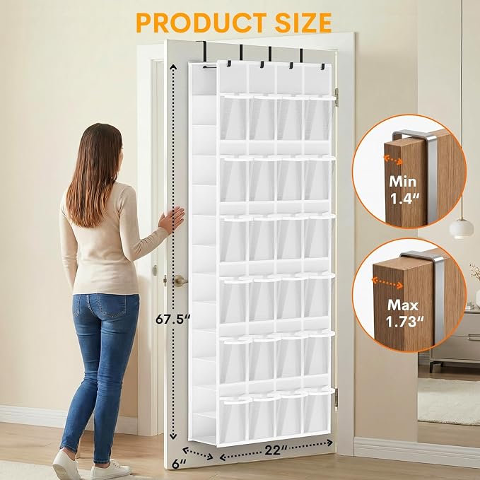 40-50 Pairs Over the Door Shoe Organizer, Large Double-Sided Pockets Hanging Shoe Rack, Space-Saving Closet Door Organizer Fits Boots,Sneakers or Larger Shoes,Shoe Storage for Bedroom, Closet,Entryway - Image 4