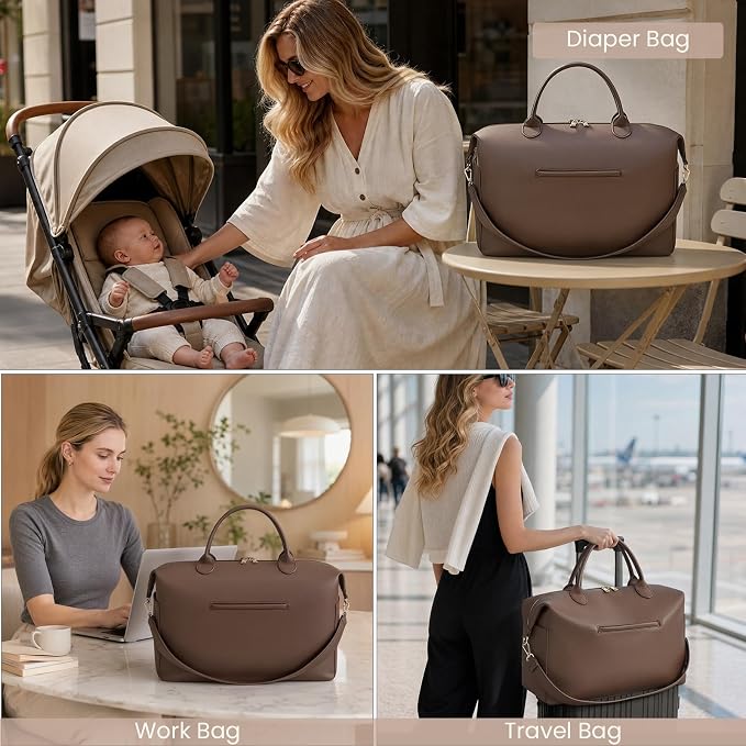 Diaper Bag Tote Convertible Vegan Leather Diaper Tote Backpack Diaper Mommy Bags Hospital Bag Work Totes - Image 6