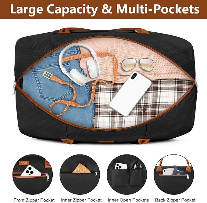 ITIEZY Weekender Bag for Women 21.5" Travel Duffel Large Carry On Bag 3PCS | Nylon Duffel Bag with Waterproof Shoe Compartment, Crossbody Bag and Toiletry Bag, Travel Weekend Hospital Overnight Gym Bag - Image 3
