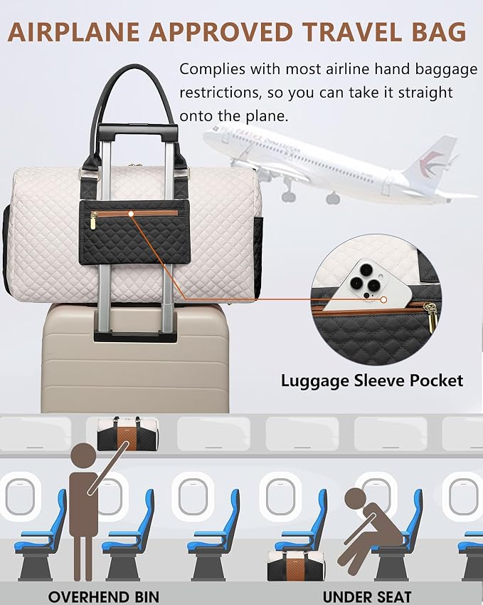 Women Weekender Travel Duffle Bag: Travel Duffel Overnight Bags with Shoe Compartment Large Carry on Tote with Toiletry Bag Weekend Traveling Yoga Gym Hospital Bag for Women with Wet Pocket - Image 5