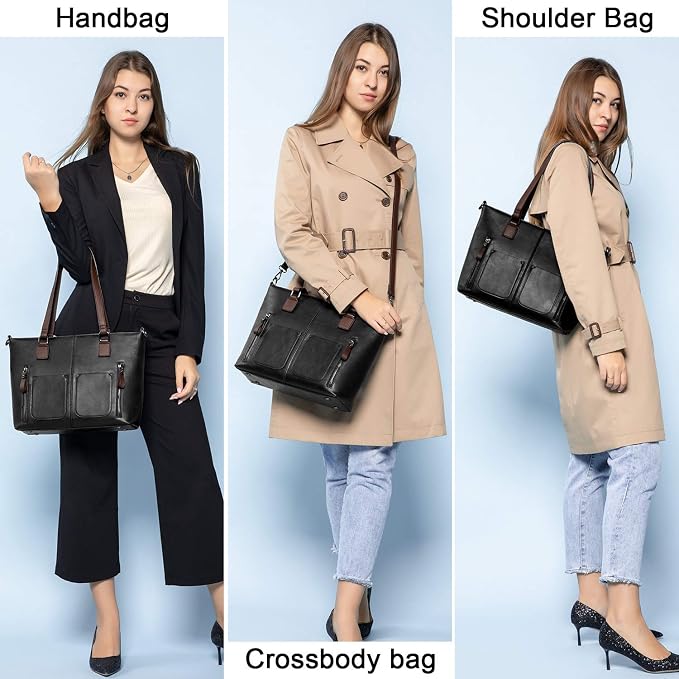 LOVEVOOK Purses Tote Bag for Women, Retro Large Shoulder Handbag, Leather Work Bag with Multi-Pockets, Gifts for Teacher, Mom - Image 8