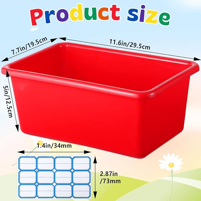 24 Pack Classroom Storage Bins, 11.5 x 7.5 x 5 Inch, Colorful | Plastic Cubby Organizer Bins with Labels, Classroom Stackable Storage Bins, Shelves Book Toy Organization, Cubby Bins Bulk - Image 2