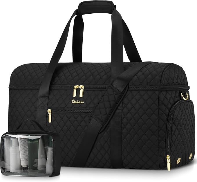 Travel Bags for Women Large weekender Duffle Bag with Shoe Compartment Wide Open Overnight Hospital Bag For Women Labor Delivery Carry on Bag Personal Item Travel Bag with Wet Pocket Black by Unknown