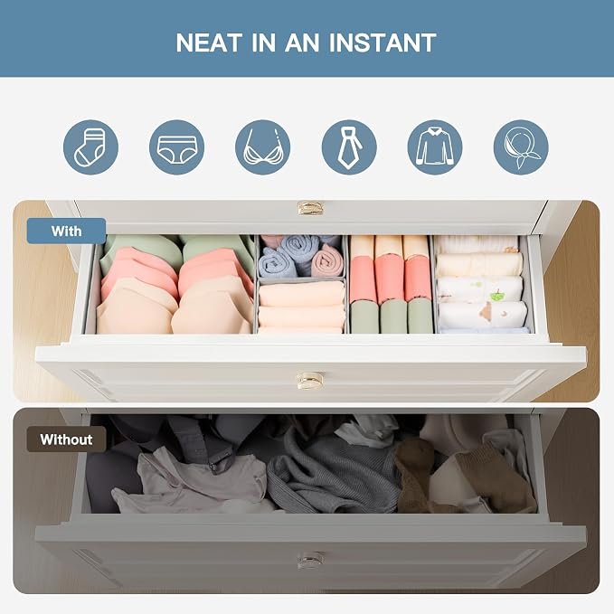 Drawer Organizer Clothes, 10 Pack Dresser Organizer for Baby Clothes, Underwear, Sock- Foldable Closet Organization and Storage Dividers Bins for Nursery, Bedroom (Grey) - Image 3
