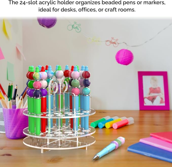 Marketing Holders Pen Marker Paint Brushes Makeup Organizer Holder Desktop Counter Lip Eye Liner Tabletop Holder Display Office Home Storage (6, 24 Slot Clear) - Image 2