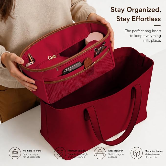 GIVLEFLY Purse Organizer Insert for Tote Bag, 14.5 Inch Satin Bag Organizer with Zipper Pocket, Multi Pocket Handbag Organizer - Image 5