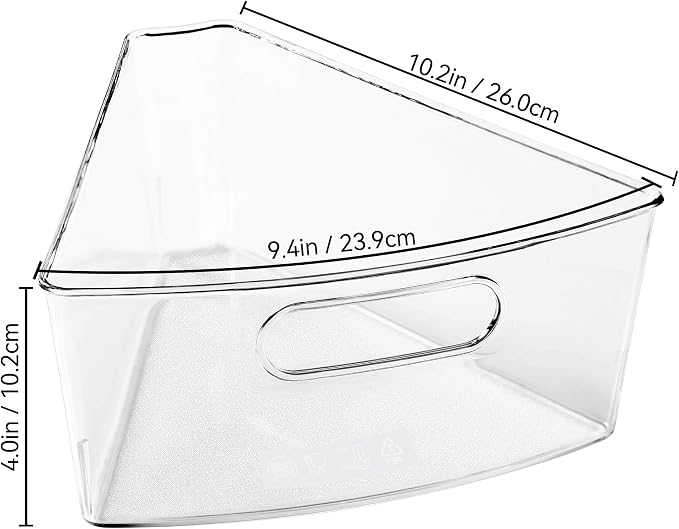 Oubonun Lazy Susan Cabinet Organizer Bins for Kitchen 4 Pack, 1/8 Wedge | For 26 4" Deep Wedge Bins with Handles and Matte Non-Slip Bottoms, Pantry Items Organized, Food Safe BAP-Free Plastic - Image 7