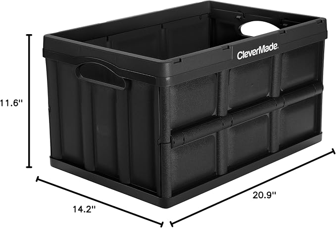 CleverMade Collapsible Storage Bin, 46L Crate, Holds Up to 75 lb, Black - Image 9