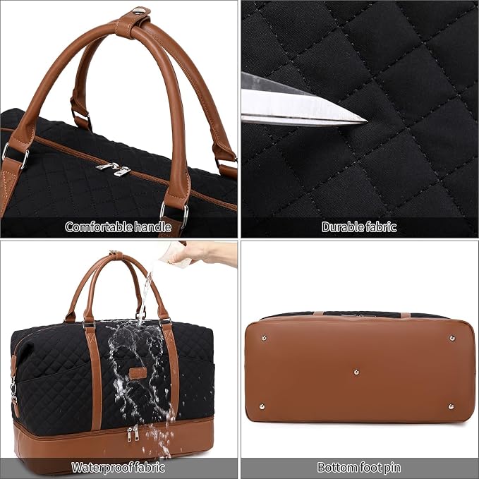 Weekender Bag, Large Travel Duffel Bag for Women, Carry on Overnight Bag with Shoe Compartment and Toiletry Bags - Image 4