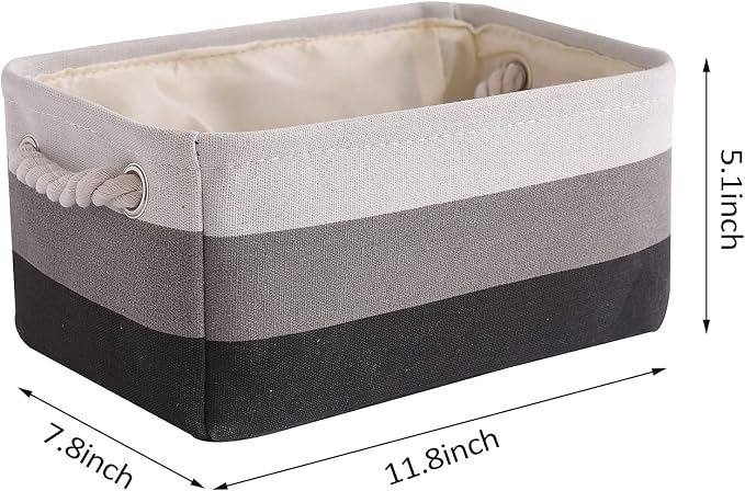 TcaFmac Small Fabric Storage Baskets for Organizing [6 Pack] Closet Storage Bin Foldable Storage Baskets for Shelf Canvas Storage Bins Decorative Basket with Handles(Gradient Gray,12" L×8" W×5" H) - Image 5