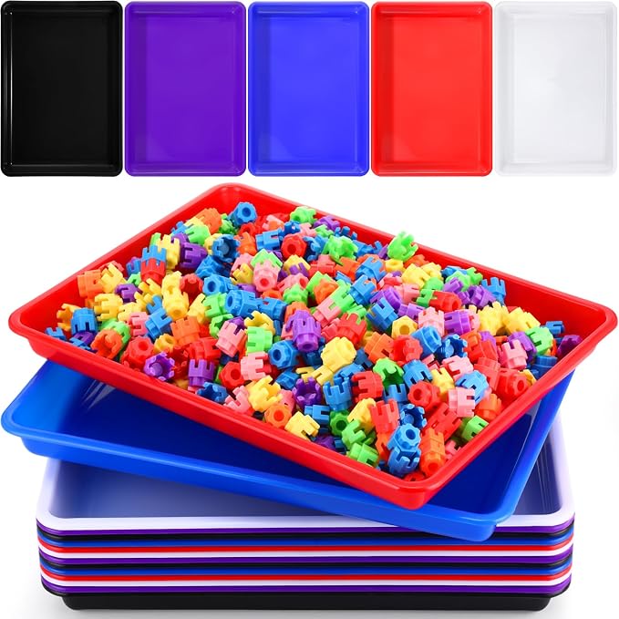 Maitys 15 Pack Plastic Art Trays 12 x 16 Inch Activity Crafts Trays Sensory Tray DIY Projects, Painting, Beads, Jewelry Office Home Organizer Arts and Crafts Supplies(Mixed Color) by Maitys