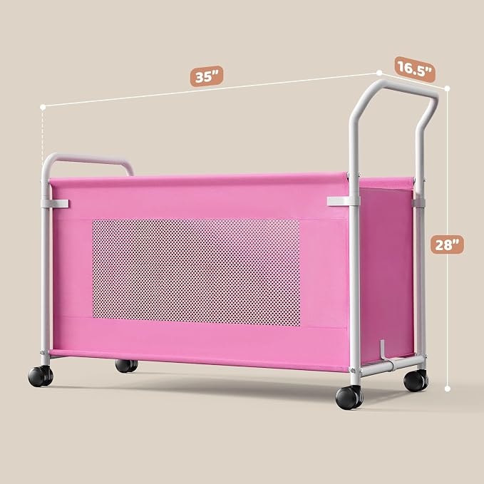 KEEGH Extra Large Toy Box for Kids, Heavy Duty Toy Storage Organizer, Pink | 180 L Capacity, 360° Rotating Wheels, Durable Fabric, Toy Bin for Boys and Girls, Toy Chest for Living Room, Nursery, Bedroom - Image 6