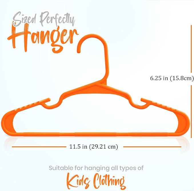 Utopia Home Kids Hangers 40 Pack – 11.5 Inch Baby Closet Hangers Orange | Plastic baby hangers | Fits children's & infant clothes | Gentle on delicate garments - Image 3