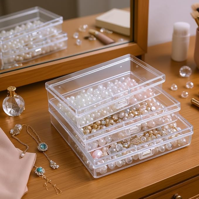 12 Pack Rectangular Clear Plastic Storage Containers | 5.3 x 3.1 x 1.18 inch, Hinged Lid, For Beads and Small Craft Items - Image 6