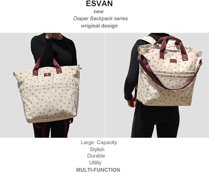 Diaper Tote Bag Totepack Backpack Crossbody Bag 3 in 1 for Women Laptop Backpack Multifunctional with Insulated Pockets - Image 6