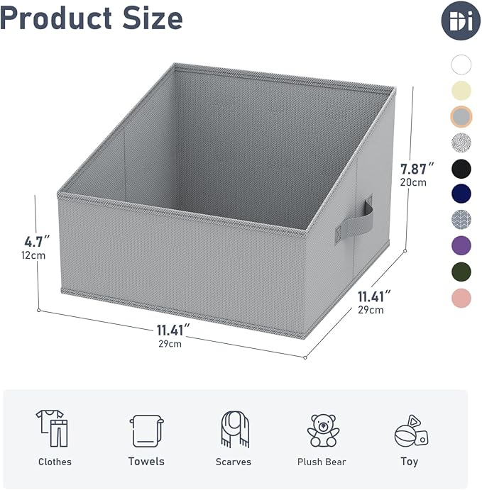 DIMJ Closet Storage Bins 10 Pack - Fabric Storage Baskets for Shelves, Collapsible Clothes Organizer with Handles, Trapezoid Shelf Organization Storage Cubes for Purse, Toys, Books, Towel, Clothes - Image 5