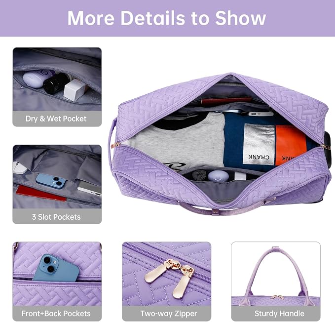 Duffle Bag for Travel, Weekender Bag with Shoe Compartment, Carry On Overnight Bag for Women with Toiletry Bag, Gym Bag with Wet Pocket, Hospital Bags for Labor and Delivery Beige - Image 5