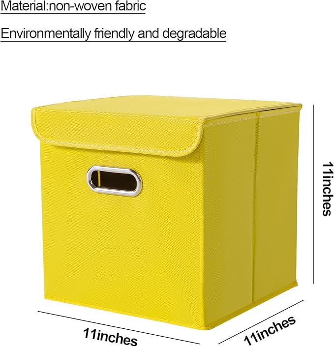 Closet Organizers Fabric Storage Bins With Lids Collapsible Cube Storage Organizer Basket With Handles,Storage Boxes for Clothes Storage,Office,Laundry,Shelves,6 Pack,(multicolour) - Image 2