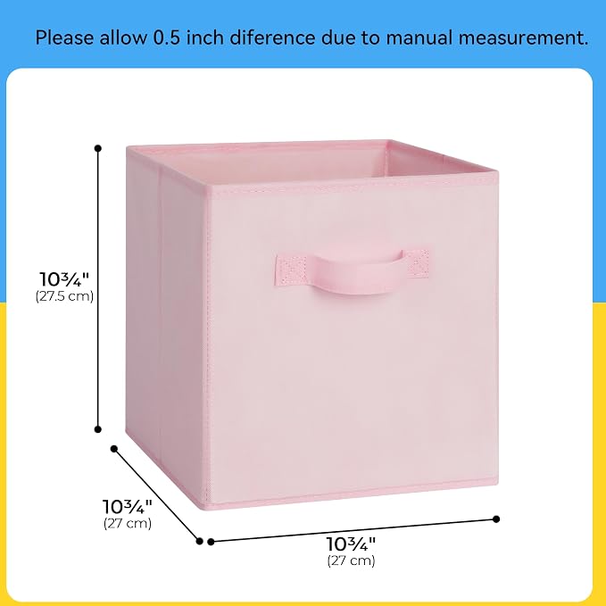 Cupic Cupid 6-Pack 11x11 Storage Cubes, Fabric Cube Bins, Pink Gradient | Foldable, Reinforced Front Handle, Holds Clothes, Toys, Daily Essentials and More, Fits Shelves, Nursery, Playroom - Image 2