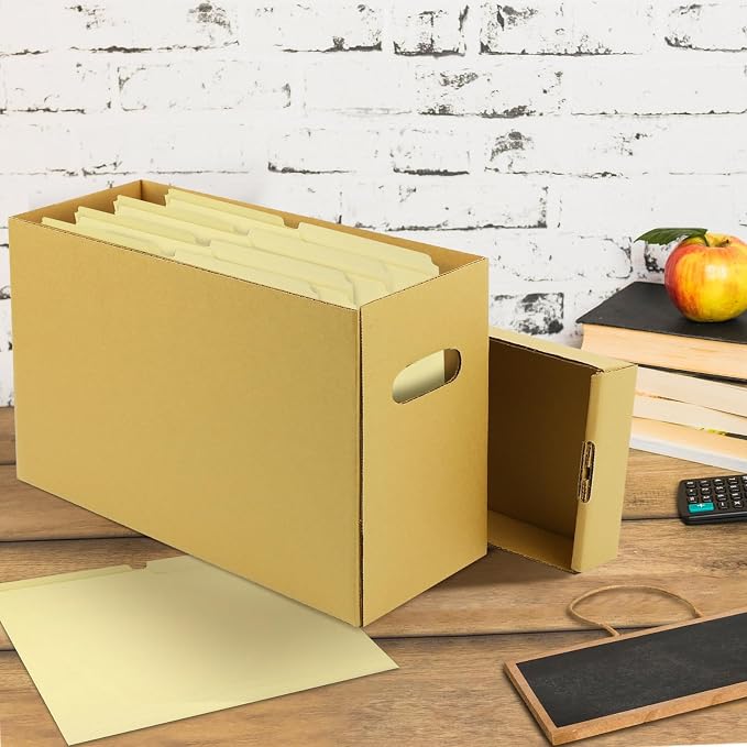 Lineco, Archival Storage Cartons, Acid-Free, 6x15x10 in, Tan, Pack of 5 | Ready-To-Assemble Filing Boxes for Organizing and Storing Documents, Prints, or Photos, Buffered Corrugated Board - Image 3