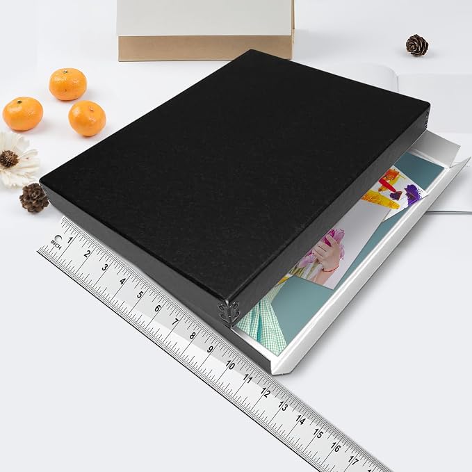 Lineco Drop Front Archival Storage Box, 11.75x17.75x1.5 in, Black, 2 Pack | Acid-Free with Metal Edge, Preserves Picture Longevity, Organize Photos, Newspapers, Prints, Documents, Crafts, DIY - Image 3