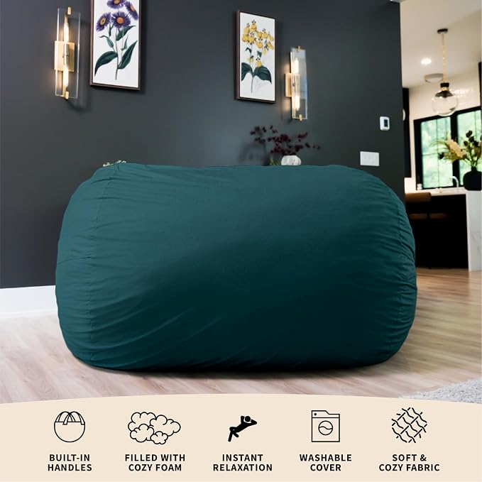 Big Joe Fuf 7Ft Giant Foam Bean Bag Chair, Oversized Couch with Removable Cover for Kids, Teens, Adults, Deep Sea Velveteen, Durable Woven Polyester, 7 Foot | Premium Shredded Foam Filled, Velveteen, Adult-Sized Comfortable Seating, Supports Up to 300 lbs - Image 7