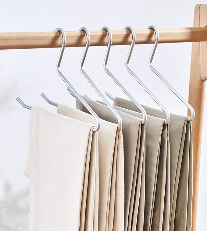 Premium Matte Silvery Aluminum Pants Hanger 10 Pack, 13.7” Extra Smooth & Durable Metal Shirt Dress Hanger,Aluminum Alloy Hanger,Clothing Support,Clothing Hang by WONQEXZ