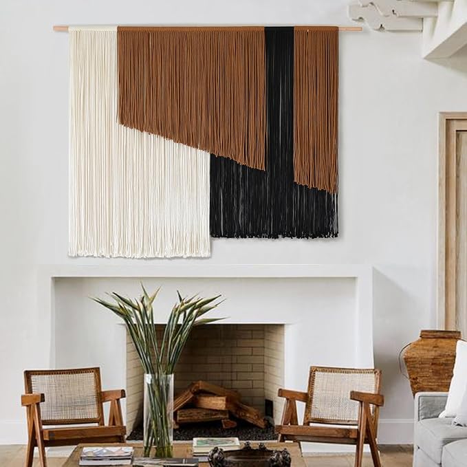 Jakalin Macrame Wall Hanging, Dip Dye Fiber Yarn Art, Boho, 57"x43" | Hand-dyed Cotton, Fine Craftsmanship, Boho Tapestry, Living Room, Bedroom, Nursery, Apartment Decor by Jakalin