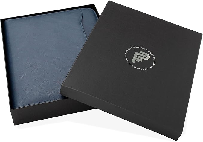Forevermore Portfolio Binder, 1" Removable 3-Ring, Vegan Leather, Blue - Image 2