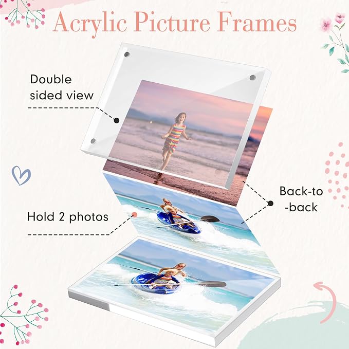 Handepo 30 Pack 4 x 6 Acrylic Picture Frames Bulk Clear Acrylic Magnetic Photo Frames 20mm Thick Double Sided Frameless Freestanding Display for Photos Cards Bedroom Living Room Home Office - Image 4