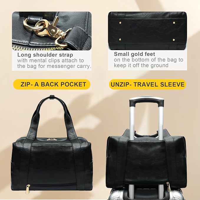 miss fong Leather Diaper Bag Tote Baby Tote Bag Large Mommy Bag Travel Bag | Waterproof Leather Hospital Bag with Small Purse 9 Pockets 3 Insulated Pockets Crossbody Bag Luggage Sleeve & Shoulder Strap - Image 6