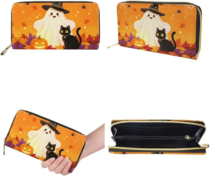 GIFTPUZZ Women Top Handle Bags Handbags with Zipper Leather Wallet Cash Card Phone Holder and Makeup Bag Set 3pcs - Image 7