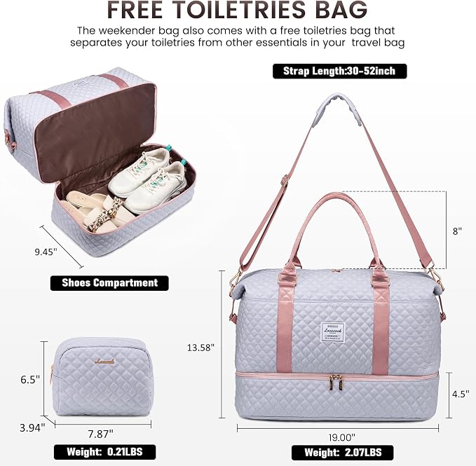 LOVEVOOK Travel Duffle Bag,Weekender Bags for Women with Shoe Compartment，Carry on Overnight Bag with Toiletry Bag,Gym Duffel Bag with Wet Pocket, Hospital Bags for Labor and Delivery - Image 4