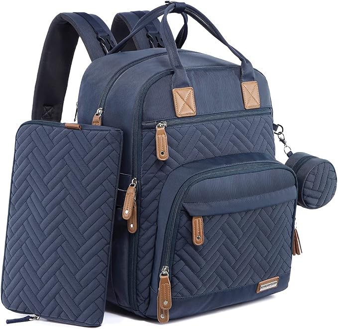 iniuniu Baby Diaper Bag Backpack, 4 in 1 kit Large Capacity Travel Backpack | Waterproof Backpack for Moms Dads,Travel Backpack with Pouch,Washable Changing Pad, Baby Essentials by iniuniu