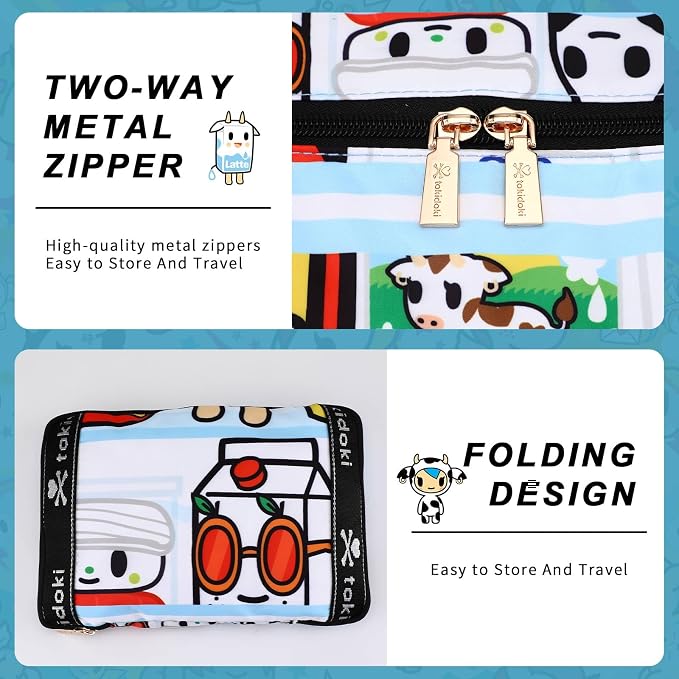 Tokidoki Unicorno Foldable Duffle Bag for Travel, 40L Expandable Weekender Bags with Trolley Sleeve Overnight Bags for Travelling (Blue) - Image 6