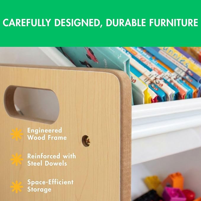 Humble Crew Kids Toy Organizer with 12 Bins, 4 Tier Storage for Playroom | Sturdy wood and steel toddler shelf, removable BPA-free containers, wall anchor anti-tip safety kit for bedroom or classroom - Image 5